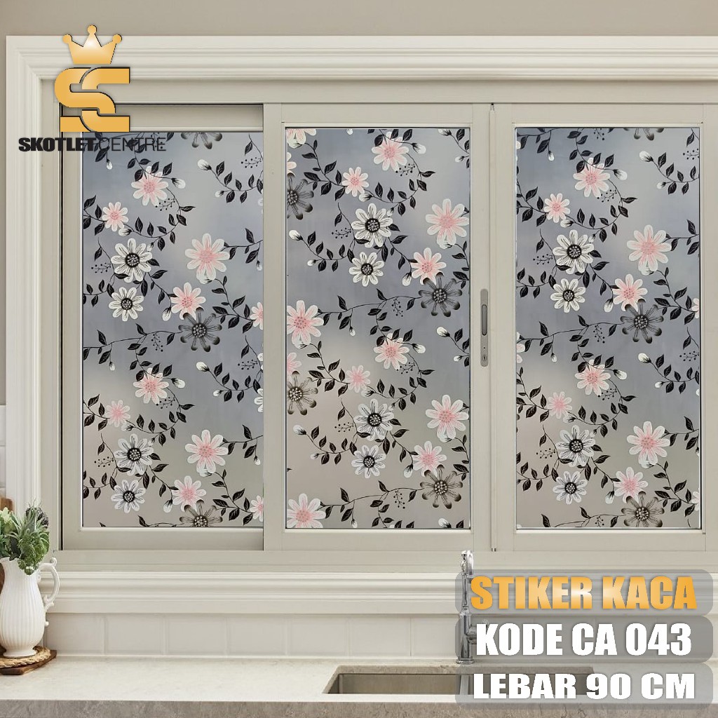 Stiker Kaca Motif Bunga Sticker Pintu Jendela Kamar Dapur