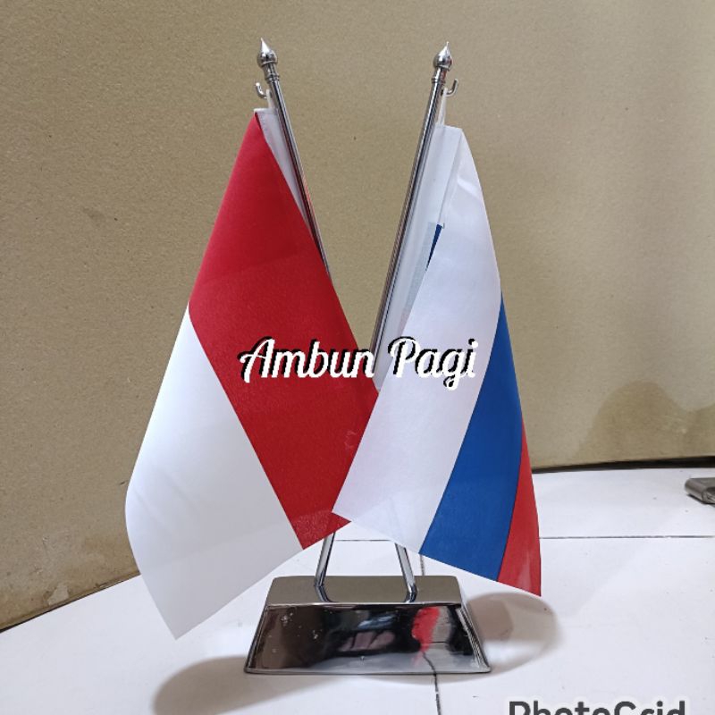 

best seller tiang stenlis meja+bendera Indonesia+Rusia ready stock