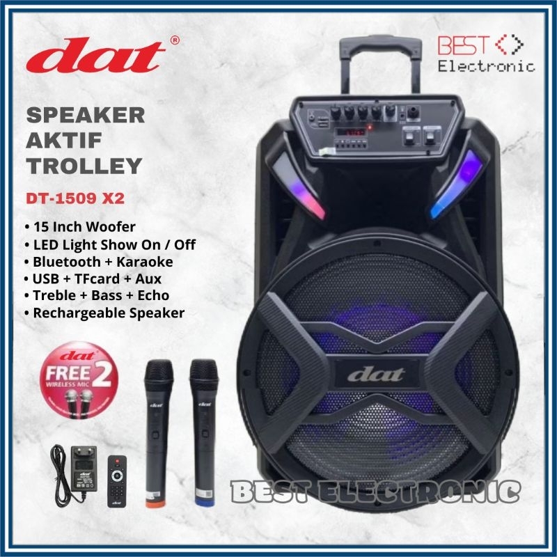 SPEAKER AKTIF PORTABLE 15 INCH DAT DT 1509 X2 DT1509 X2 DT-1509 X2 BLUETOOTH