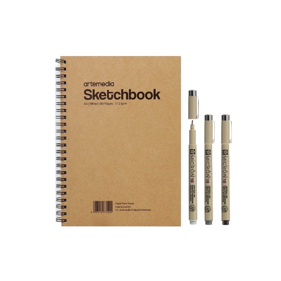 

Serba Grosir Artemedia Paket Healing Sketchbook Pigma Micron Drawing Pen