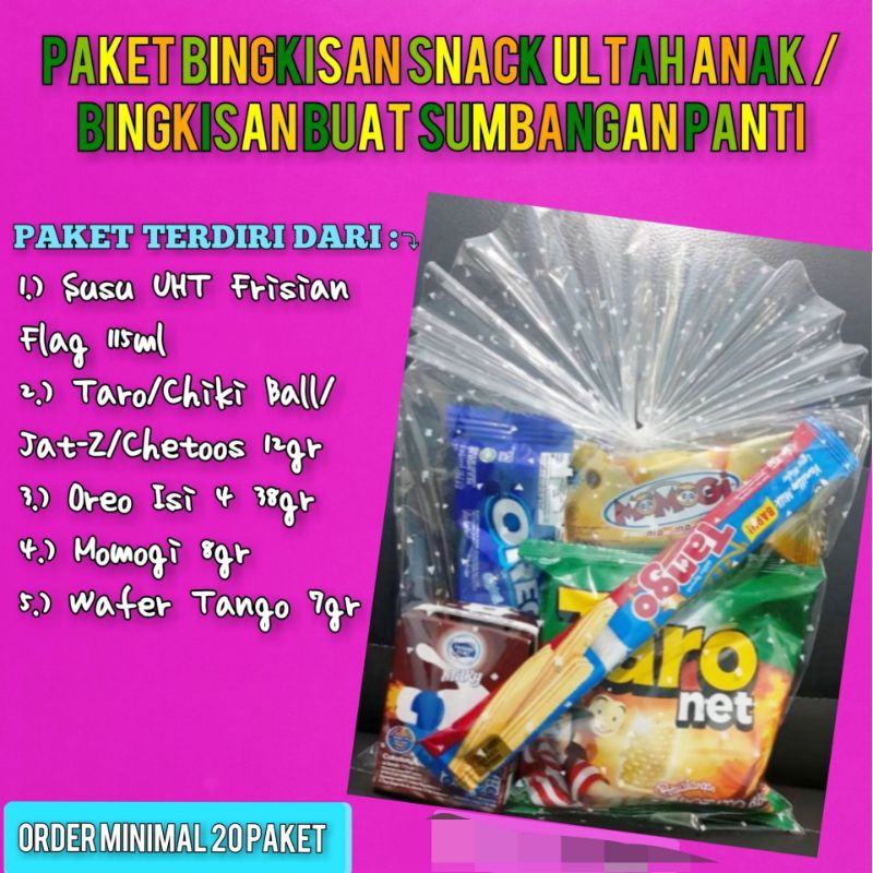 

BINGKISAN SNACK ULTAH ANAK / GOODIEBAG ULTAH / BINGKISAN SUMBANGAN PANTI ASUHAN