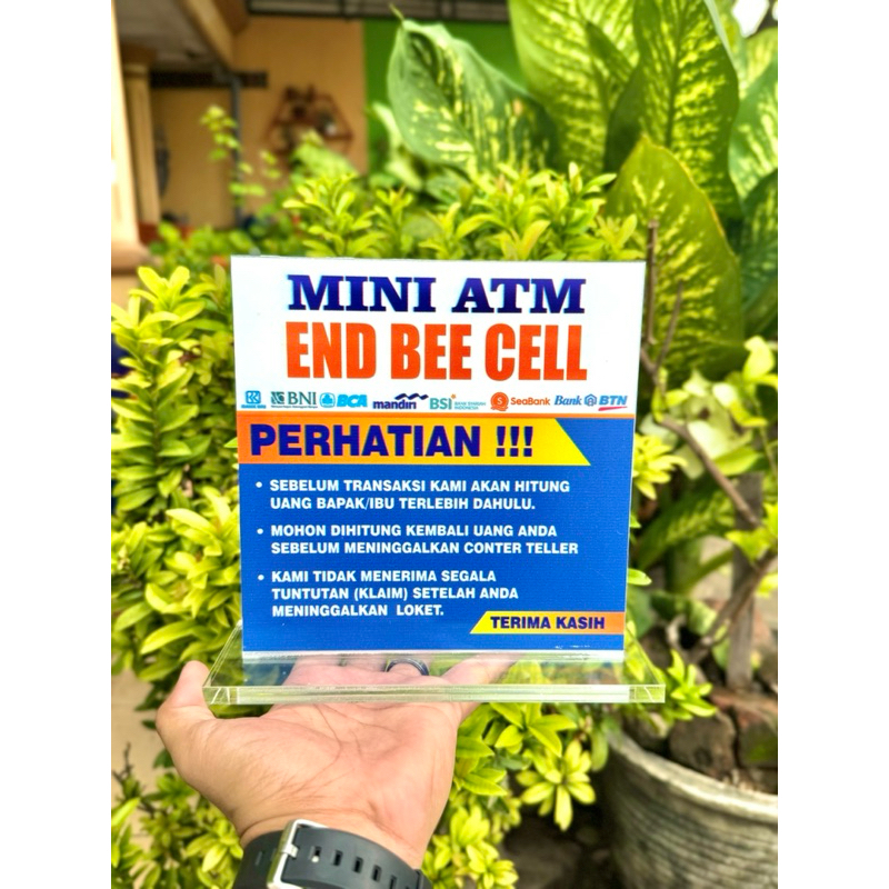 

BISA CUSTOM EDIT NAMA TOKO AGEN BANK KONTER AKRILIK MEJA UKURAN 18x18