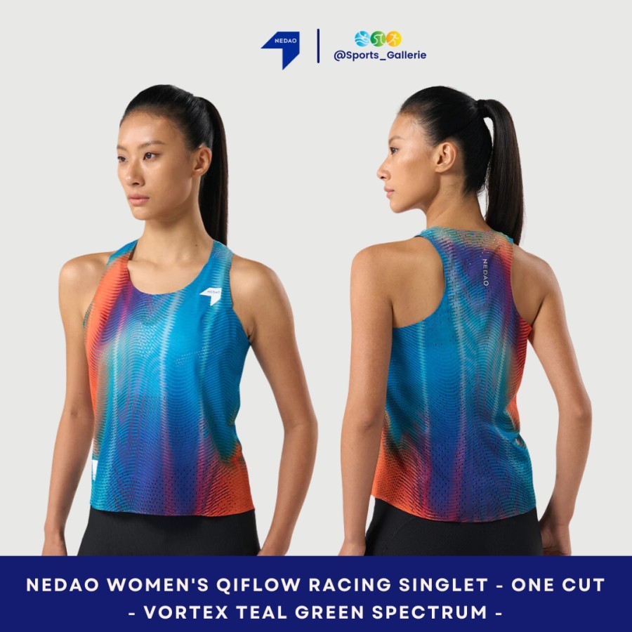 NEDAO Women QiFlow Racing Singlet One Cut VORTEX Teal Green Spect