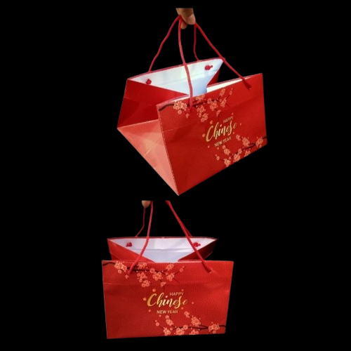 

( 3 pcs ) Paperbag Imlek Hampers Kado Hadiah Goodie Bag Sakura Merah CNY Ukuran 22x24x15 cm