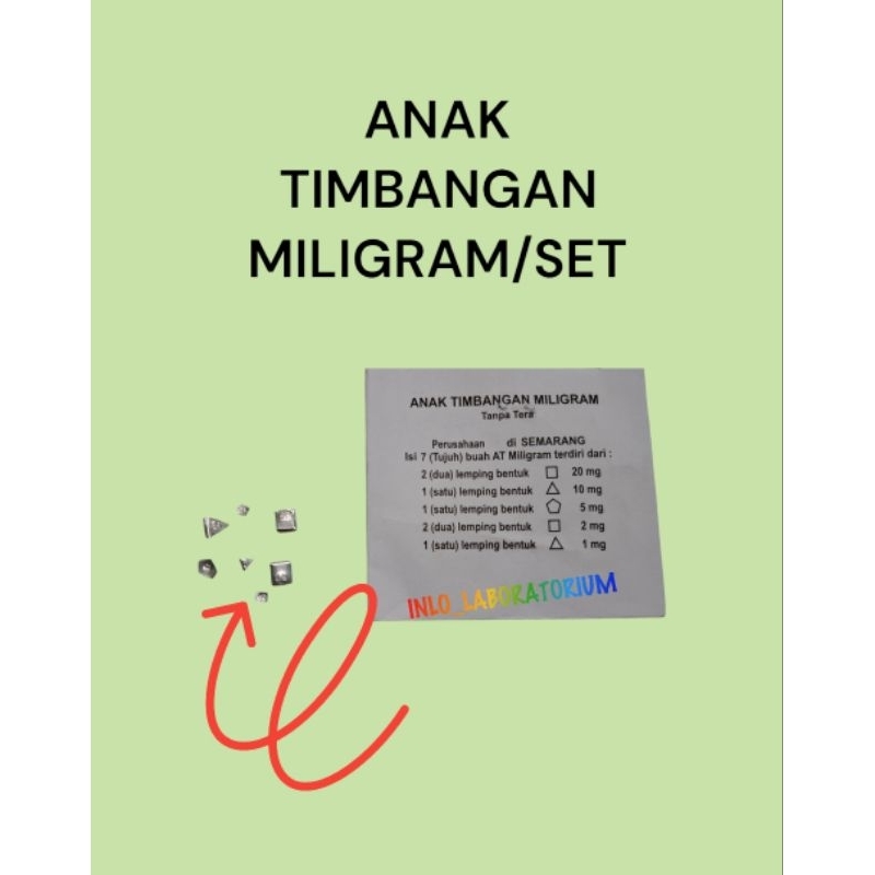 Anak Timbangan Miligram 20 mg,10 mg, 5 mg, 2 mg, 1 mg/Set