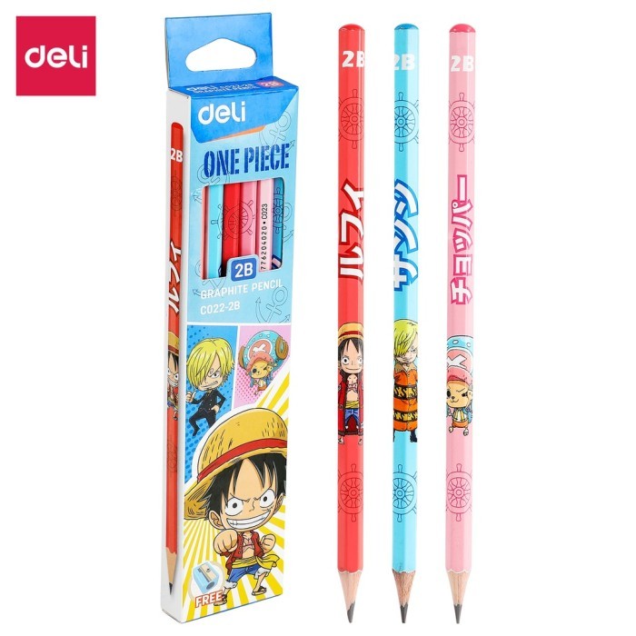

Deli EC022-2B One Piece Graphit Pencil / Pensil Kayu Grafit 2B Lucu Kartun One Piece isi 12pcs / Box