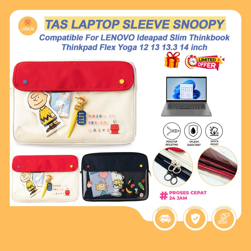 Lenovo Ideapad Slim 3 Flex 5 Sleeve Tas PVC Pouch Soft Case Portable Bag Cover Notebook Netbook 13.3