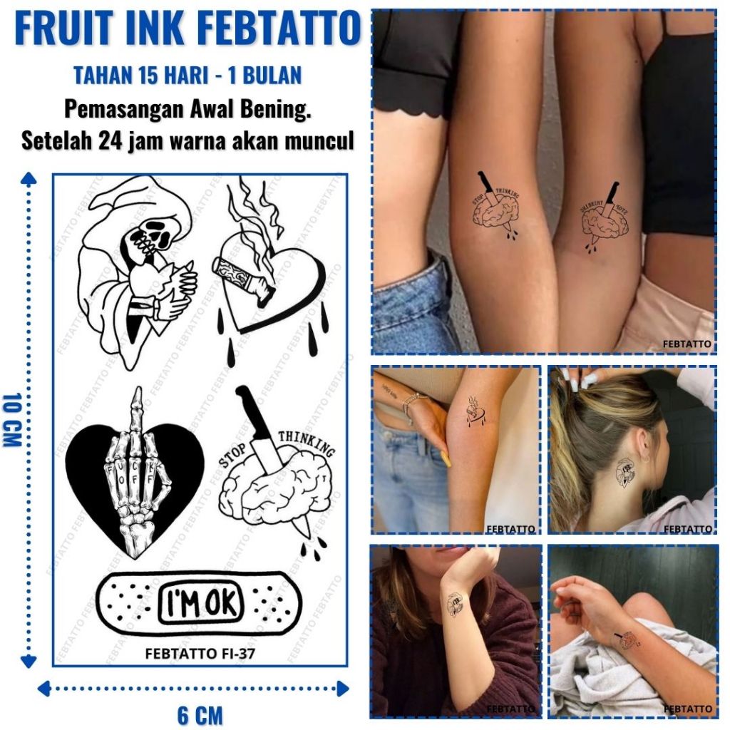 FRUIT INK Tato Aesthetic Tahan 1 Bulan Ukuran 6cm x 10cm - FI 37 - Tato Lengan Tato Dada Tato tangan