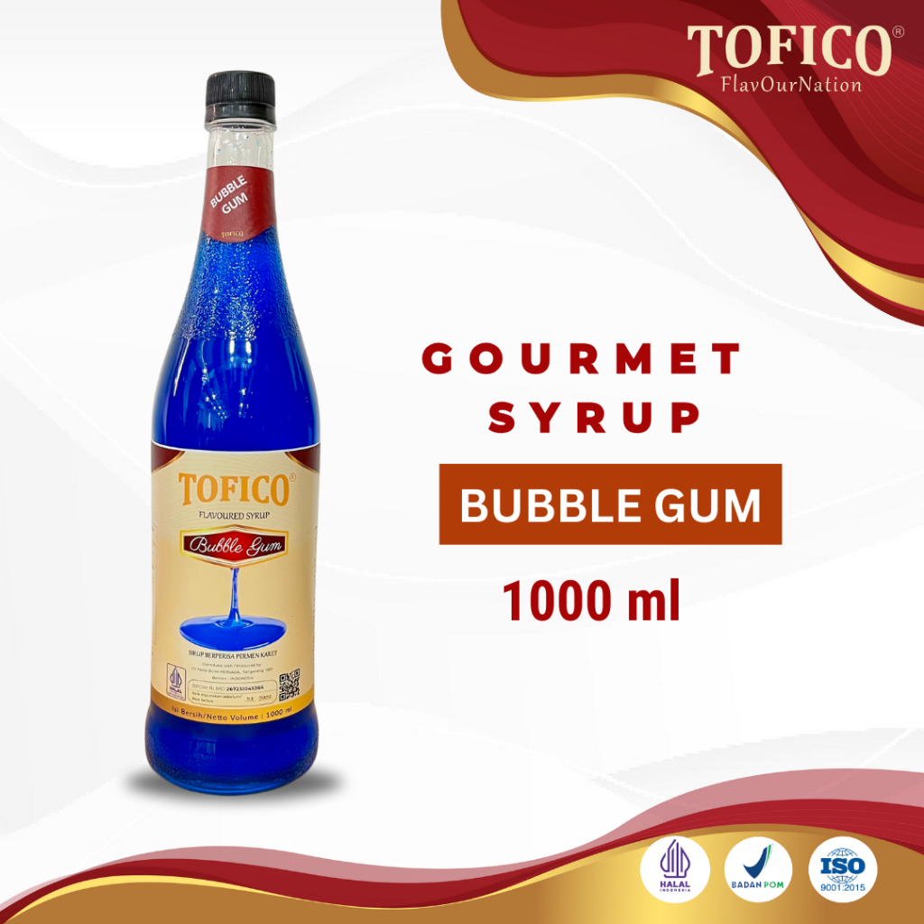 

Syrup Bubble Gum Tofico / Sirup Rasa Bubble Gum Premium 1 Liter / Tofico Syrup Official