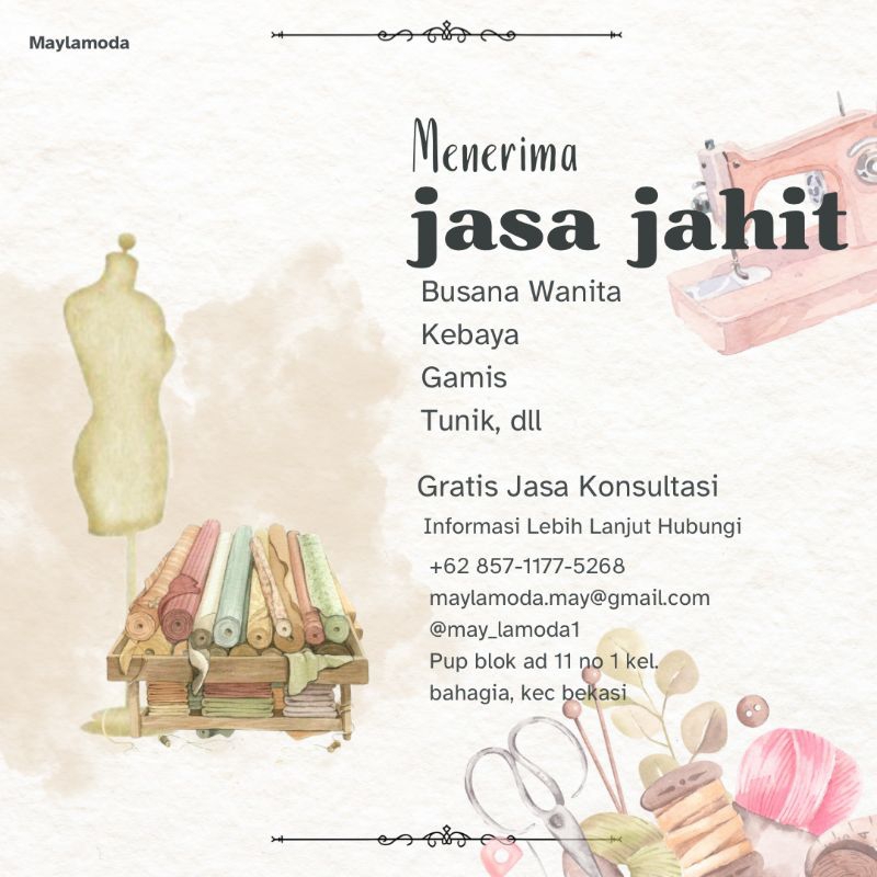 JASA JAHIT BAJU ONLINE CUSTOM (kebaya / tunik / kemeja / dress /gamis / bridesmaid / mukena)