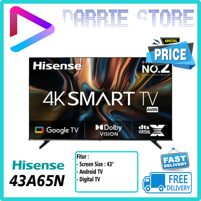 HISENSE 43A65N SMART GOOGLE ANDROID TV 43 INCH UHD 4K 43A65