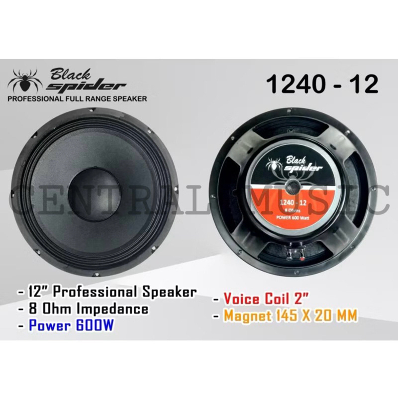 SPEAKER KOMPONEN BLACK SPIDER 12 INCH 1240-12 ASLI KUALITAS TERBAIK