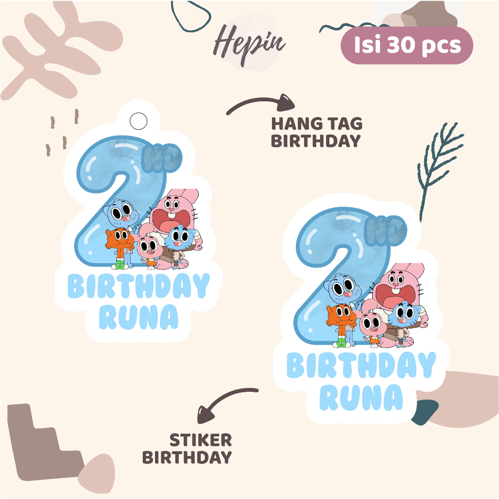 

(30pcs) diecut label hang tag GUMBALL /lucu cetak hang tag ulang tahun/label stiker diecut/murah/label ulang tahun/suvemir ultah/stiker diecut/hangtag diecut