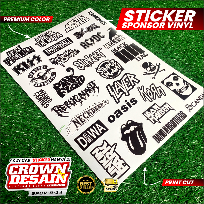 Stiker Pack Black & White Brand Skena Paket Stiker Brand Music Brand Hype Untuk Tumblr Hp Laptop Mot
