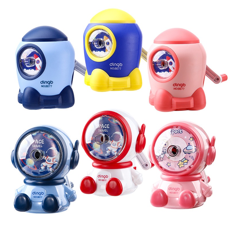 

Serutan pencil meja motif Astronot roket bebek / rautan putar