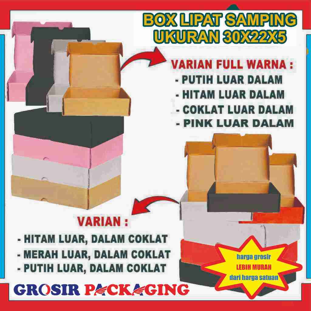 

Box 30x22x5 Cm / Box Lipat Samping / Box Serbaguna / Kardus Polos