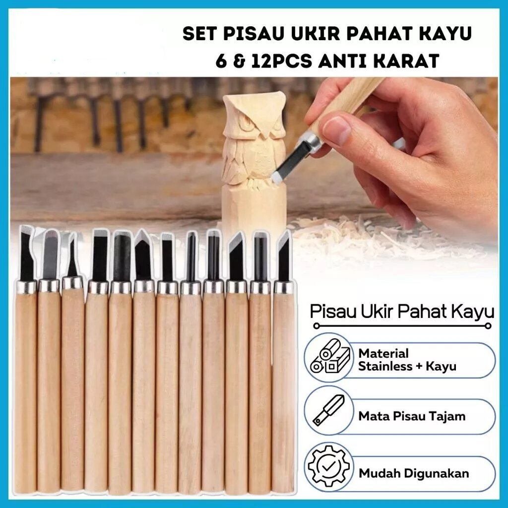 

Set Pisau Ukir Pahat Kayu 6pcs 12pcs / Wood Carving Knife / Alat Seni Kerajinan Tangan Untuk Mengukir Mengikis Memahat Kayu Acrylic