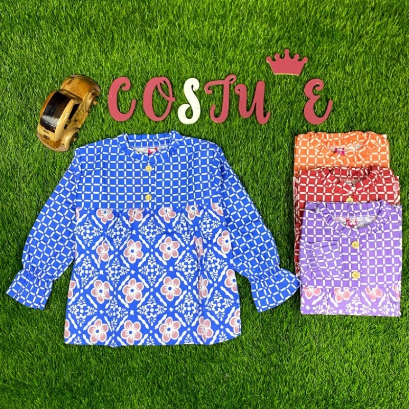 Batik Costume Blus Batik Anak Cewek Muslim Mesya Lengan Panjang Cocok Untuk Anak Sekolah