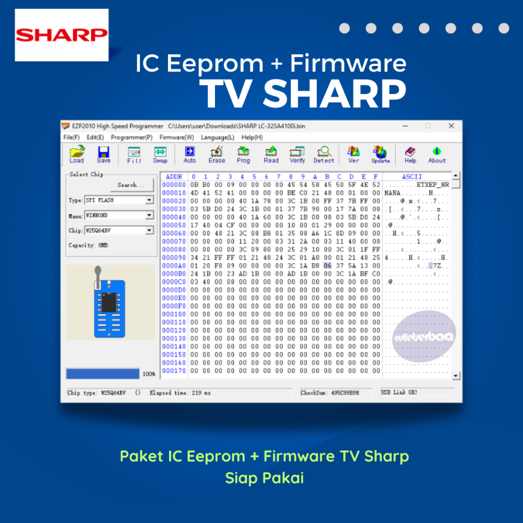 IC Eeprom Plus Firmware TV SHARP Siap Pakai
