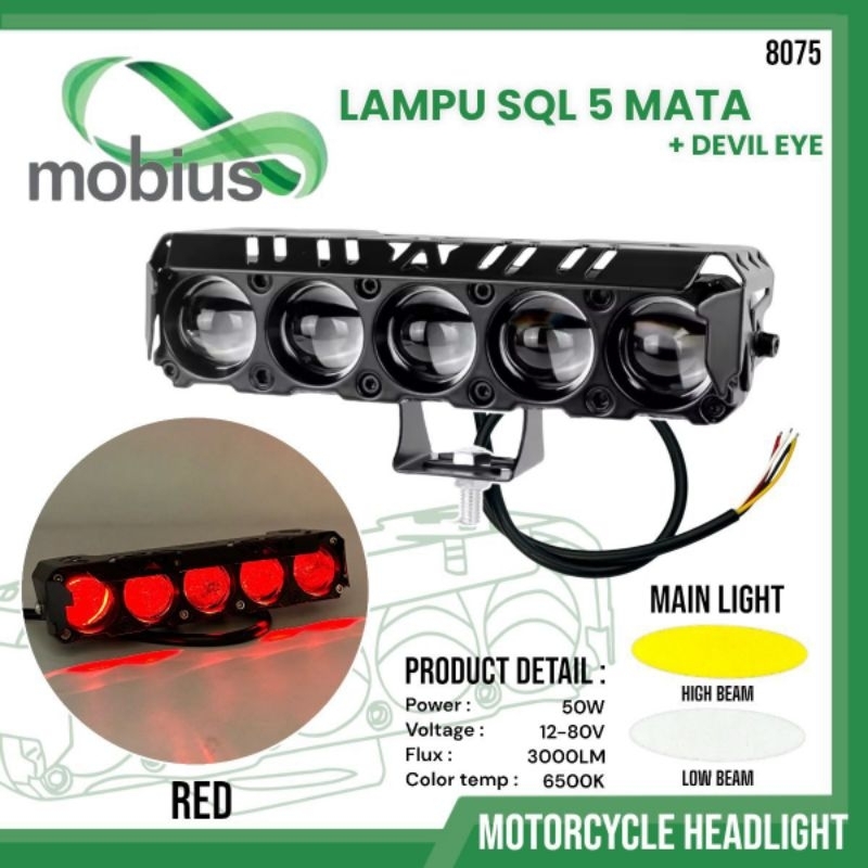 lampu tembak sql 5 led 50watt hi low kuning putih lampu sorot 5 led hi low kuning putih lampu tembak