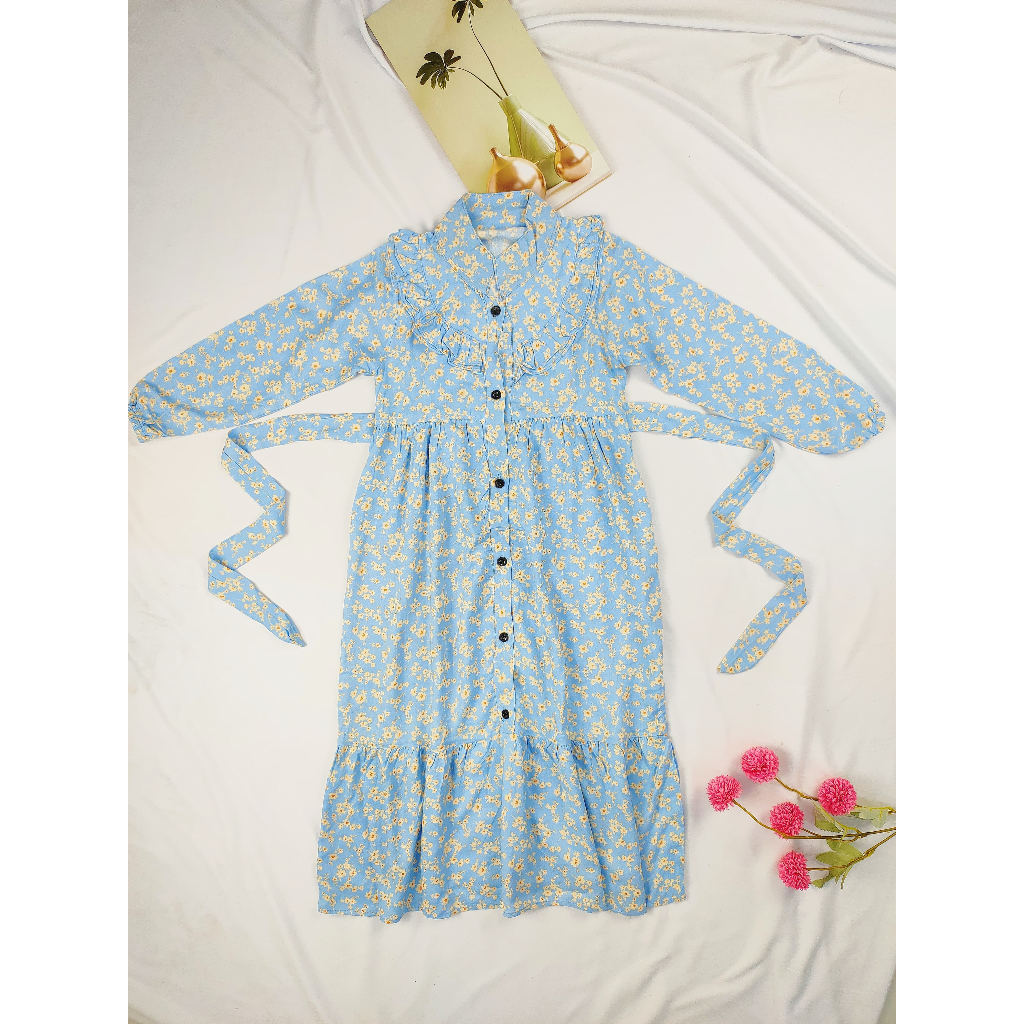 Gamis Anak Perempuan Bahan Rayon Motif Cewek Umur 5-11 Tahun- Gamis Salza