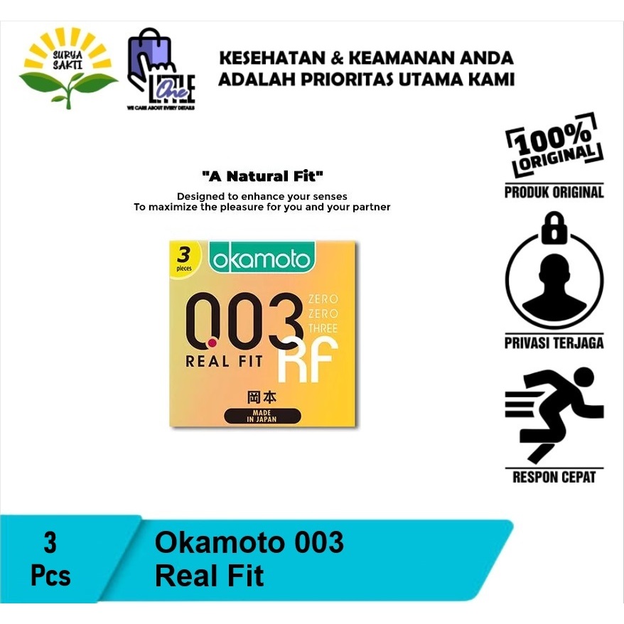 Okamoto Kondom 003 Real Fit - 3 Pcs