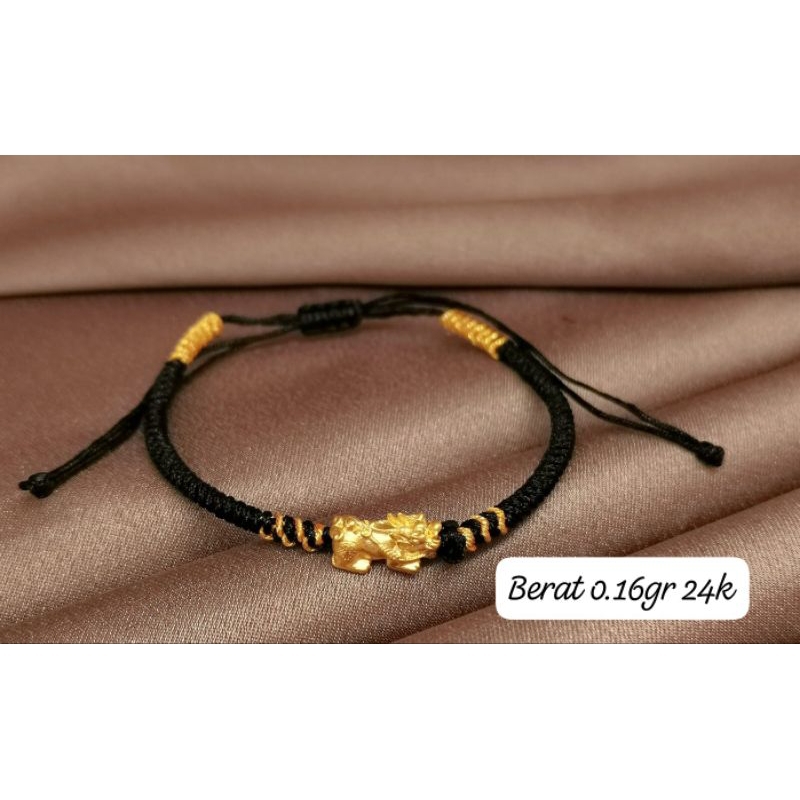 Gelang Emas Asli Naga 24K Hongkong 999‰ Tali Pelintir