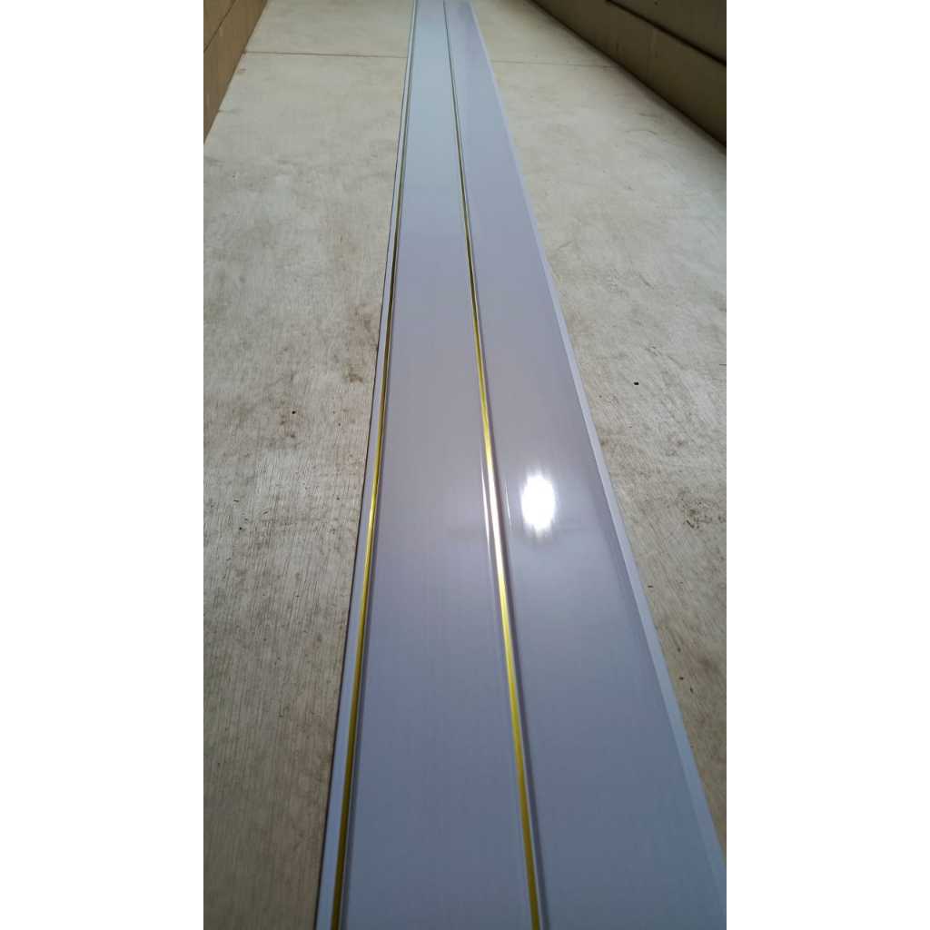 PLAFON PVC PUTIH MOTIF GOLD LINE GLOSSY