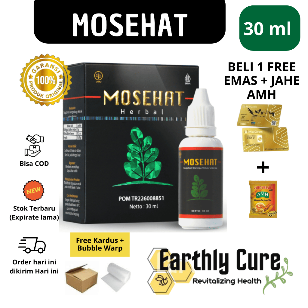 [Earthly] Mosehat Jamu Tetes Herbal Free Emas