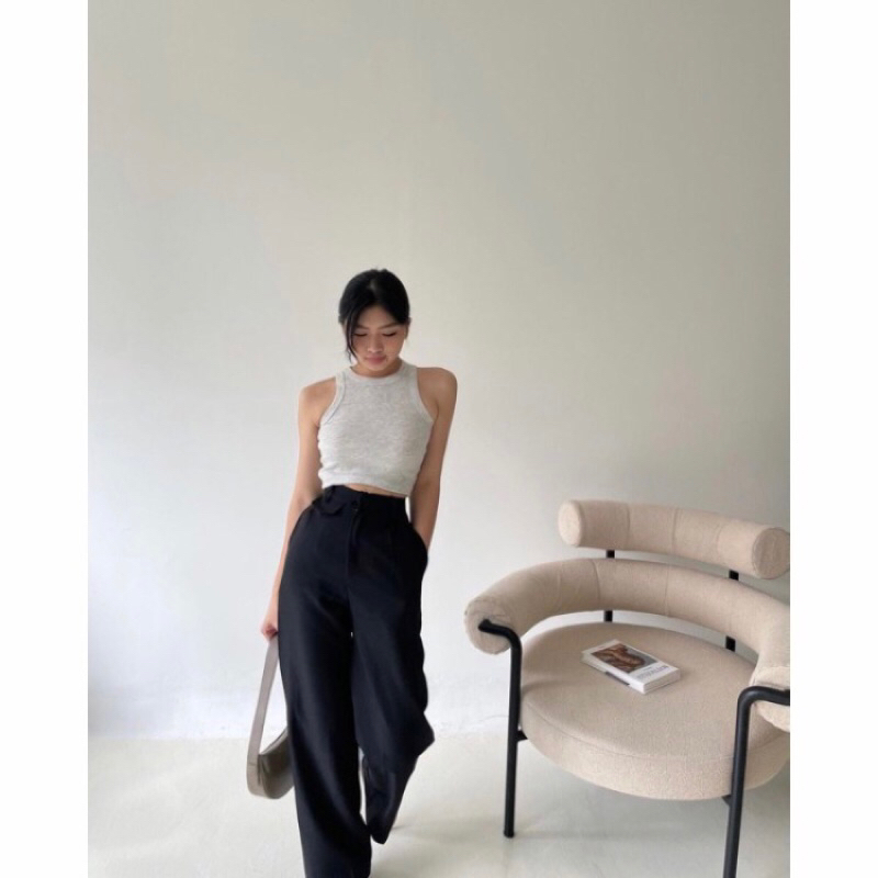 [PRELOVED] Highwaist ORO PANTS SemiWol | Celana Kulot Wanita Premium Hitam Size XL