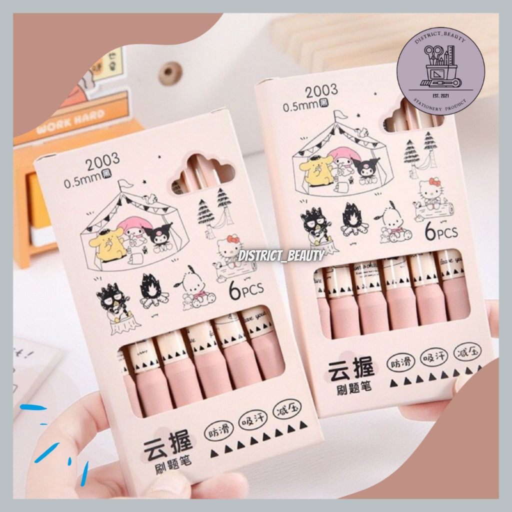 

PULPEN CETEK PLUFFY SANRIO 1 SET 6 PCS PENA GEL MEKANIK PEN CETEK SANRIO 1 BOX 6 PCS LUCU TERMURAH