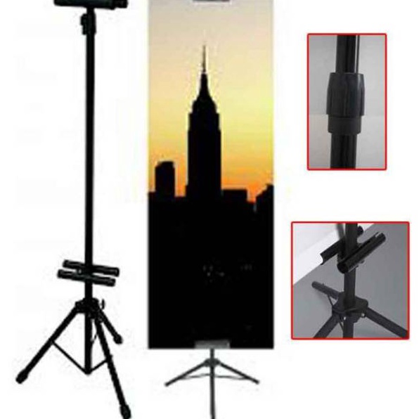 

jqReady Stock Stand 2 sisi alat display poster Tripod besi N37