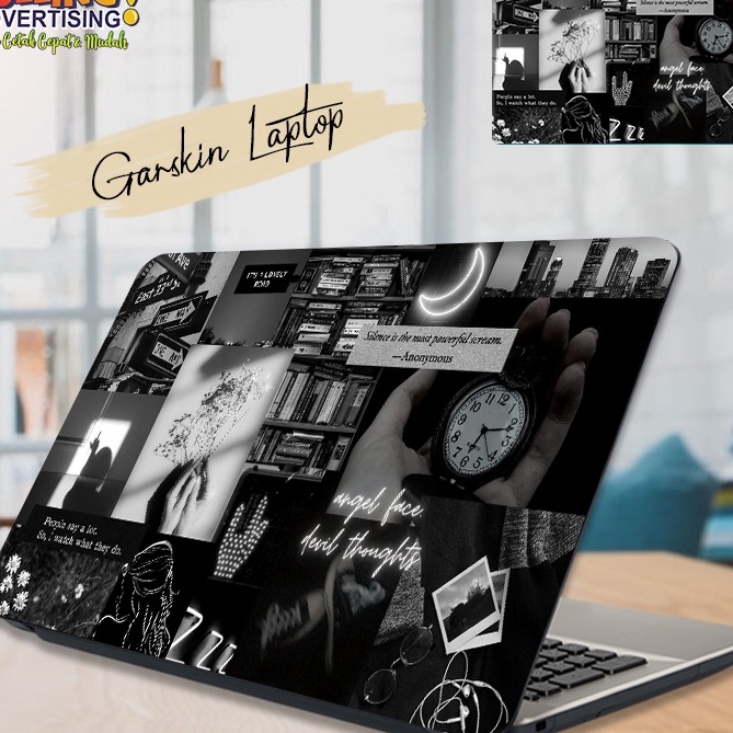 HJ6 Garskin Laptop Black Vibes Aesthetic Skin Laptop Stiker Laptop