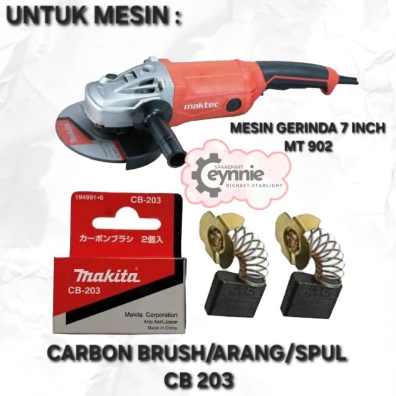 CARBON BRUSH MESIN GERINDA TANGAN MT 902 MAKTEC CB 203 ARANG SPUL GERINDA TANGAN 7INCH MT902 CB203 M