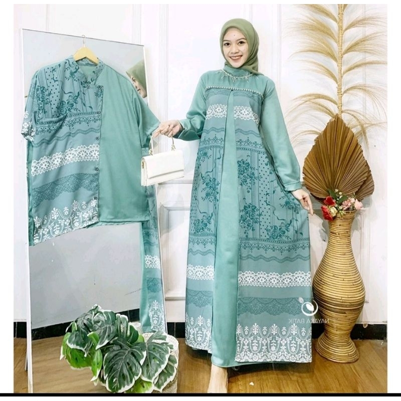 Archabatik Kode A - BUSUI FRIENDLY Couple ELSYIFA Dress Lionel Terbaru Mix Crepe Premium - Couple Le