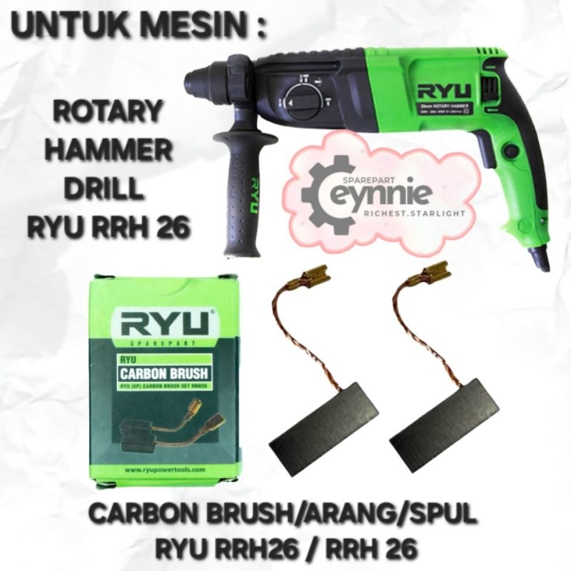 CARBON BRUSH RYU RRH26 UNTUK MESIN ROTARY HAMMER DRILL RYU RRH26 CB RRH26 CB RRH 26 SPUL ARANG HAMME