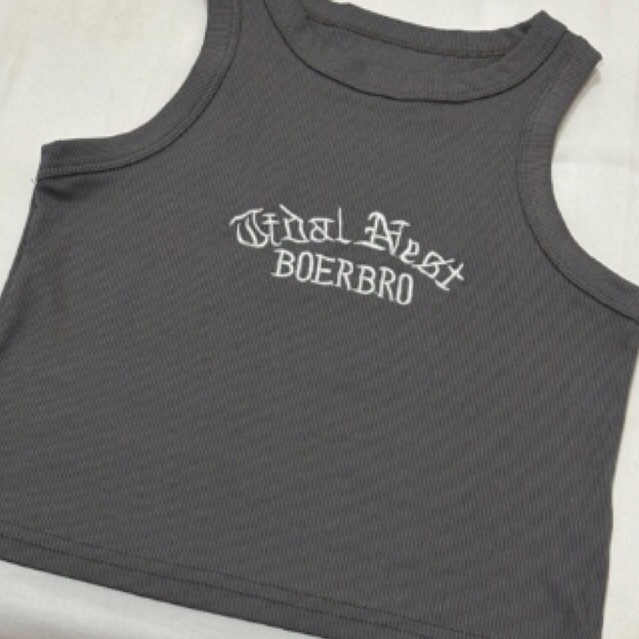 korean style tanktop crop grey