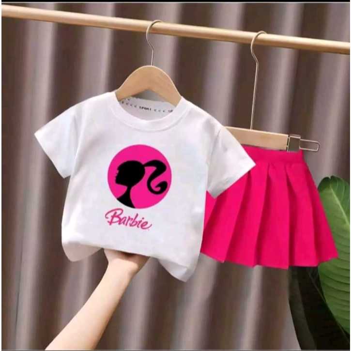 stelan anak cewek barbie rok pendek yang lagi viral buat umur 2-6 tahun