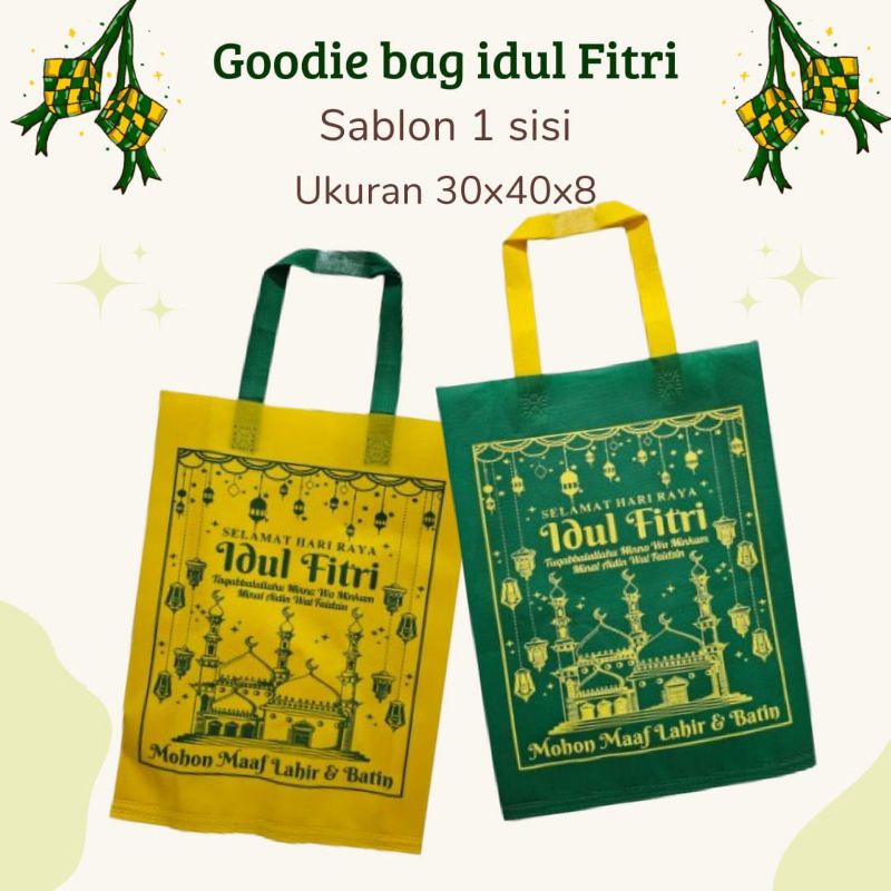 

Goodie bag lebaran WS 2025 [LUSINAN isi 12] 30x40x8- Goodie bag idul fitri tas spundbond lebaran