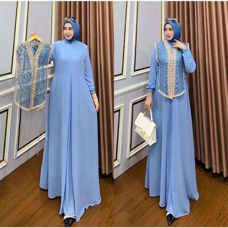 (NEW) LAURA DRESS - BAJU MAXY MAXI DRESS GAMIS CERUTY BABYDOLL FULL PURING FURING MIX BRUKAT RENDA U