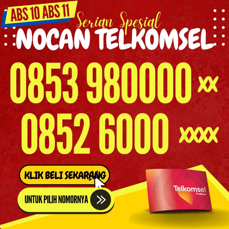 Nomor Cantik Kartu As Serian Ribuan Kwarted Kode ABS10 ABS11 Nomer Cantik As Nomor Cantik Telkomsel