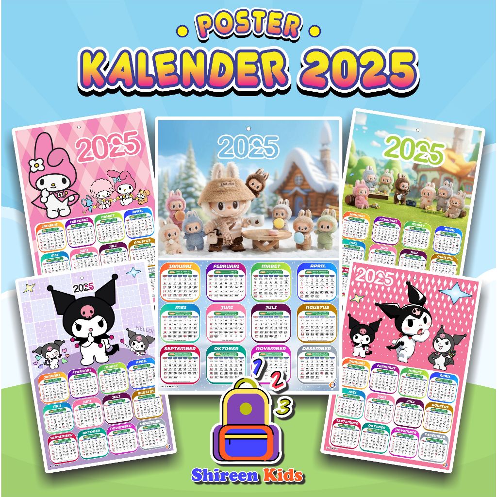 

Kalender Poster dinding - Kalender Labubu - Kalender Kuromi - Kalender Anak