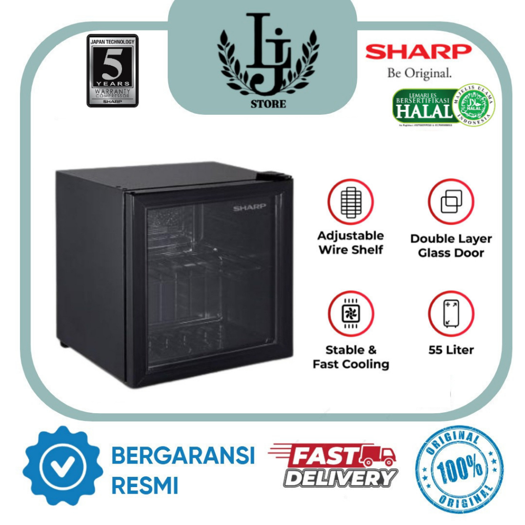 Showcase Cooler Sharp SCH50XFS Kulkas Lemari Display Cooler Mini Sharp