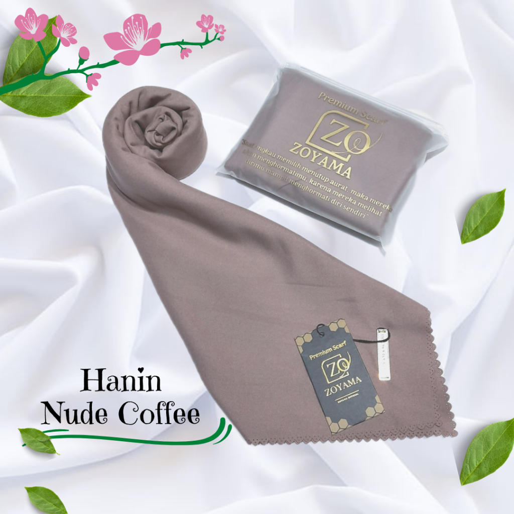 ZOYAMA Hanin - Jilbab Segiempat Voal Syari Jumbo Premium Warna Nude Coffee