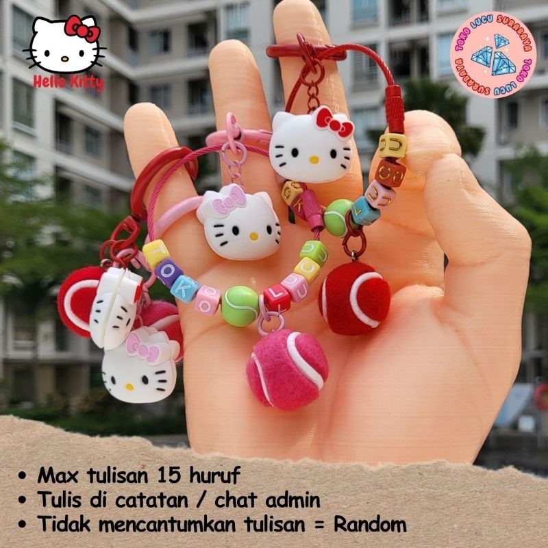 ❤️HK SERIES❤️ | BAG CHARM HELLO KITTY | Custom Tennis Keychain | Gantungan Kunci Tenis | Gantungan T