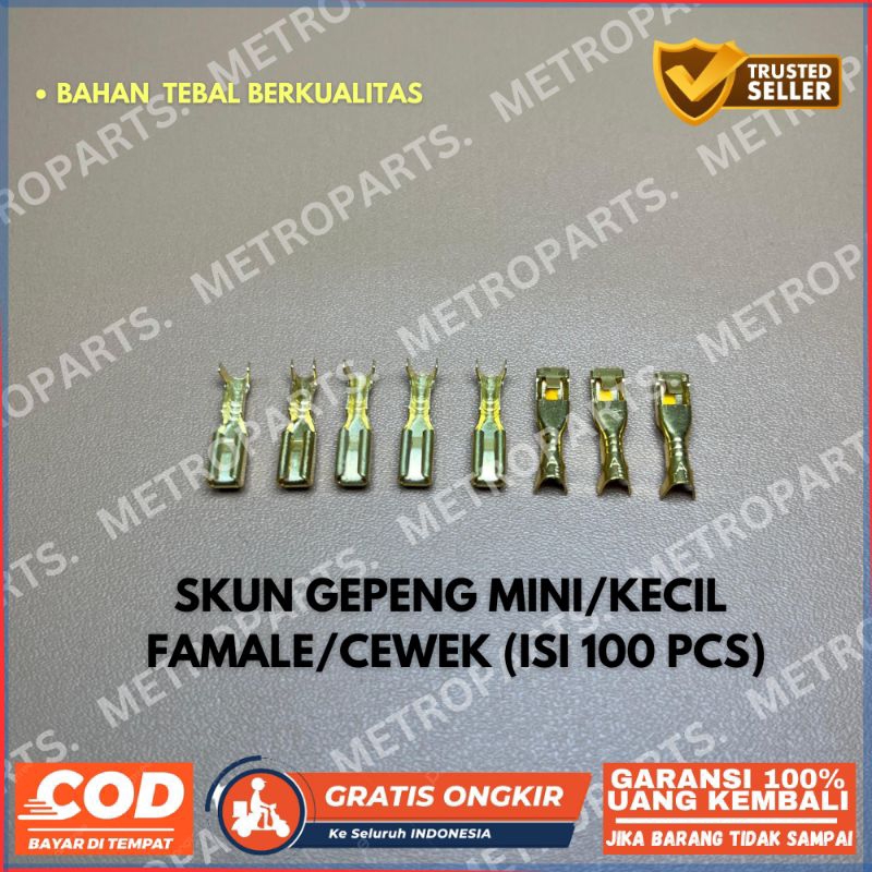 (100 pcs) Skun Kabel Gepeng Cewek Kecil/ Skun Gepeng Cewek Kecil