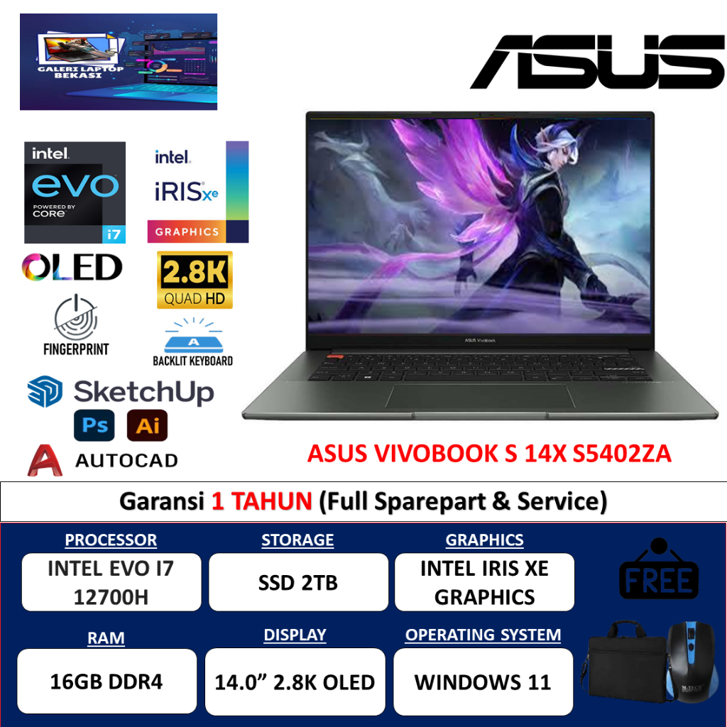 Laptop Asus Vivobook S 14X S5402ZA Intel Evo I7 12700H 16GB 1TB SSD IRIS XE 2.8K Oled WIN11