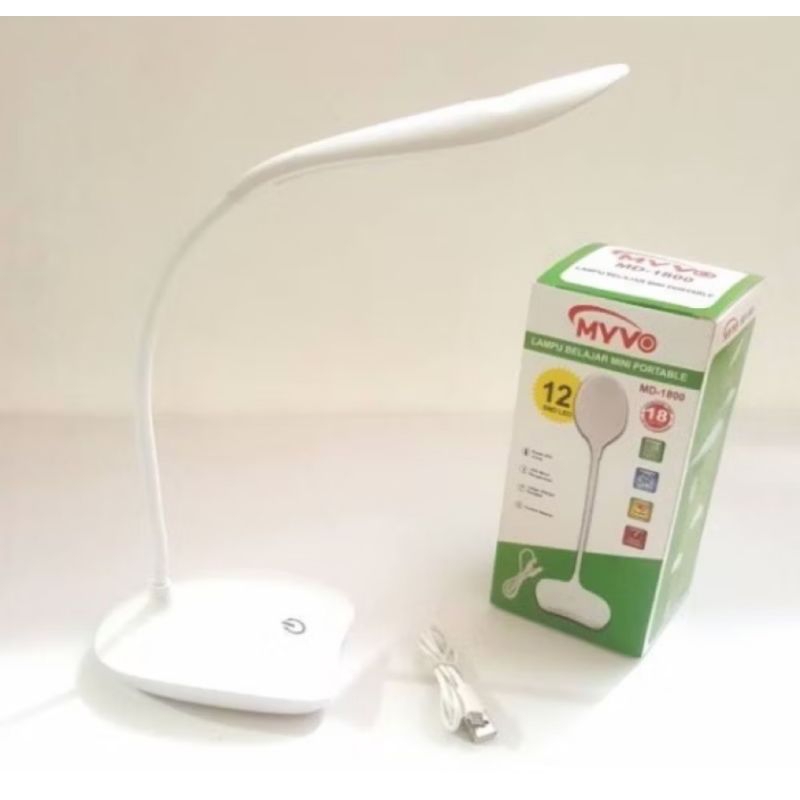 Lampu Belajar Cas Charge Fleksibel Lampu Belajar Myvo MD-1800 Portable Tombol Sentuh Emergency