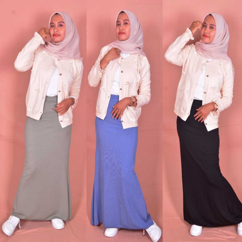 Roby Collection - Yejin Skrit  Rok Mermaid Knit Rok Minimalis Casual Duyung / ROK KNIT SNOW WHAITE M