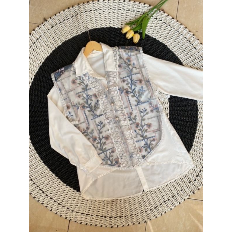 Varsya Outer Full Brokat-Outer Brokat Kekinian-Outer Kondangan Remaja-Rompi Brokat-Rompi Kondangan M